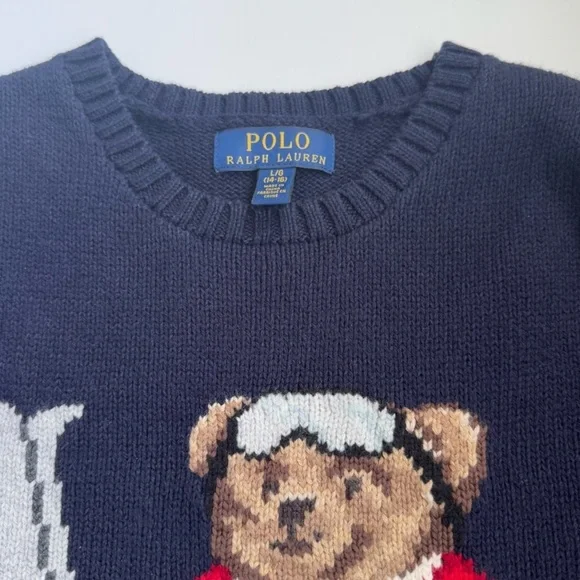 Polo by Ralph Lauren Navy Sweater with Bear Design - Picture 6 of 7